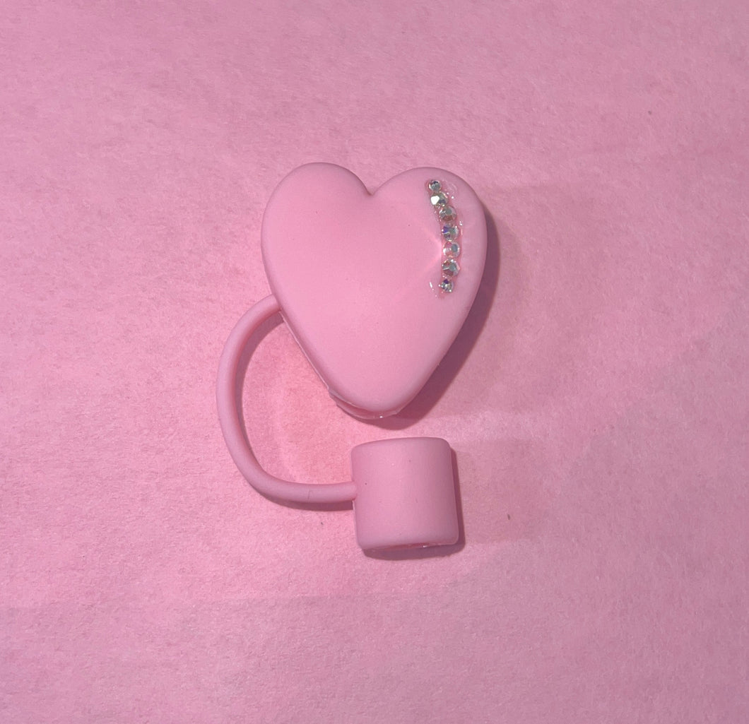 Silicone, Pink Heart straw cover/cap