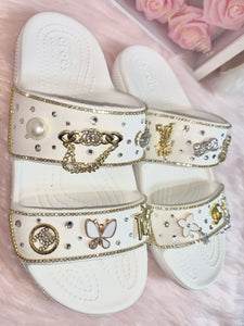 White GLAM CROC sandals size 7