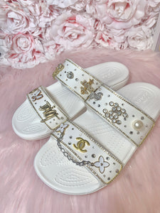 White GLAM CROC sandals size 7