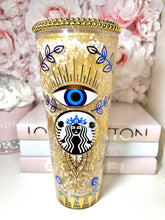 Load image into Gallery viewer, 24oz Acrylic Evil Eye Snow Globe Tumbler
