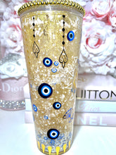 Load image into Gallery viewer, 24oz Acrylic Evil Eye Snow Globe Tumbler
