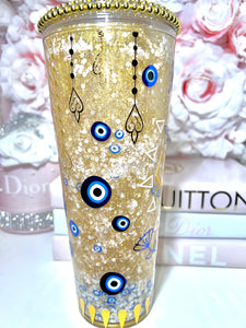 24oz Acrylic Evil Eye Snow Globe Tumbler