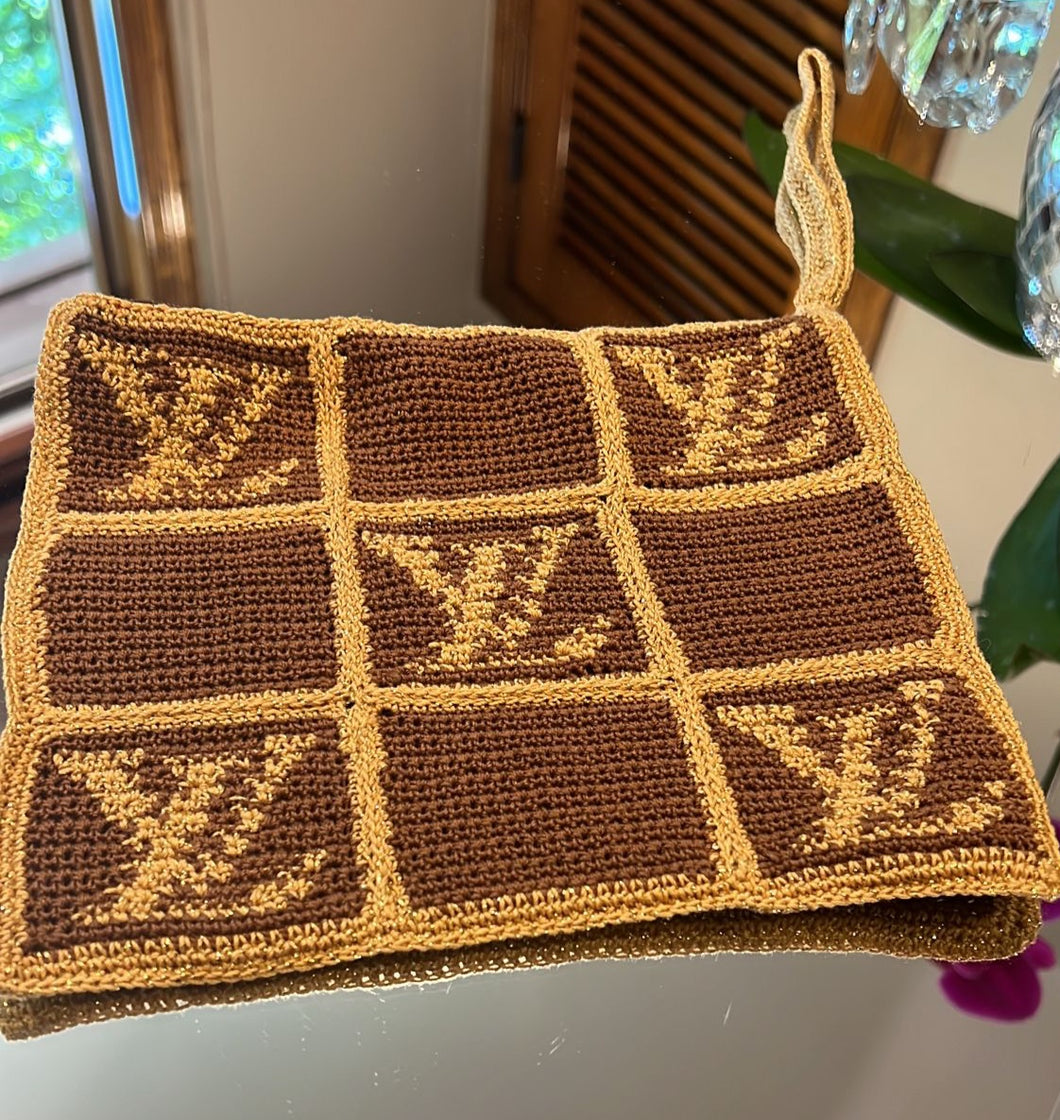Crocheted designer wristlet
