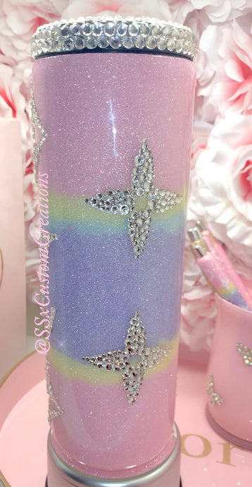 24oz Acrylic , rhinestone filled L.V. glitter Tumbler – SSxCustomCreations