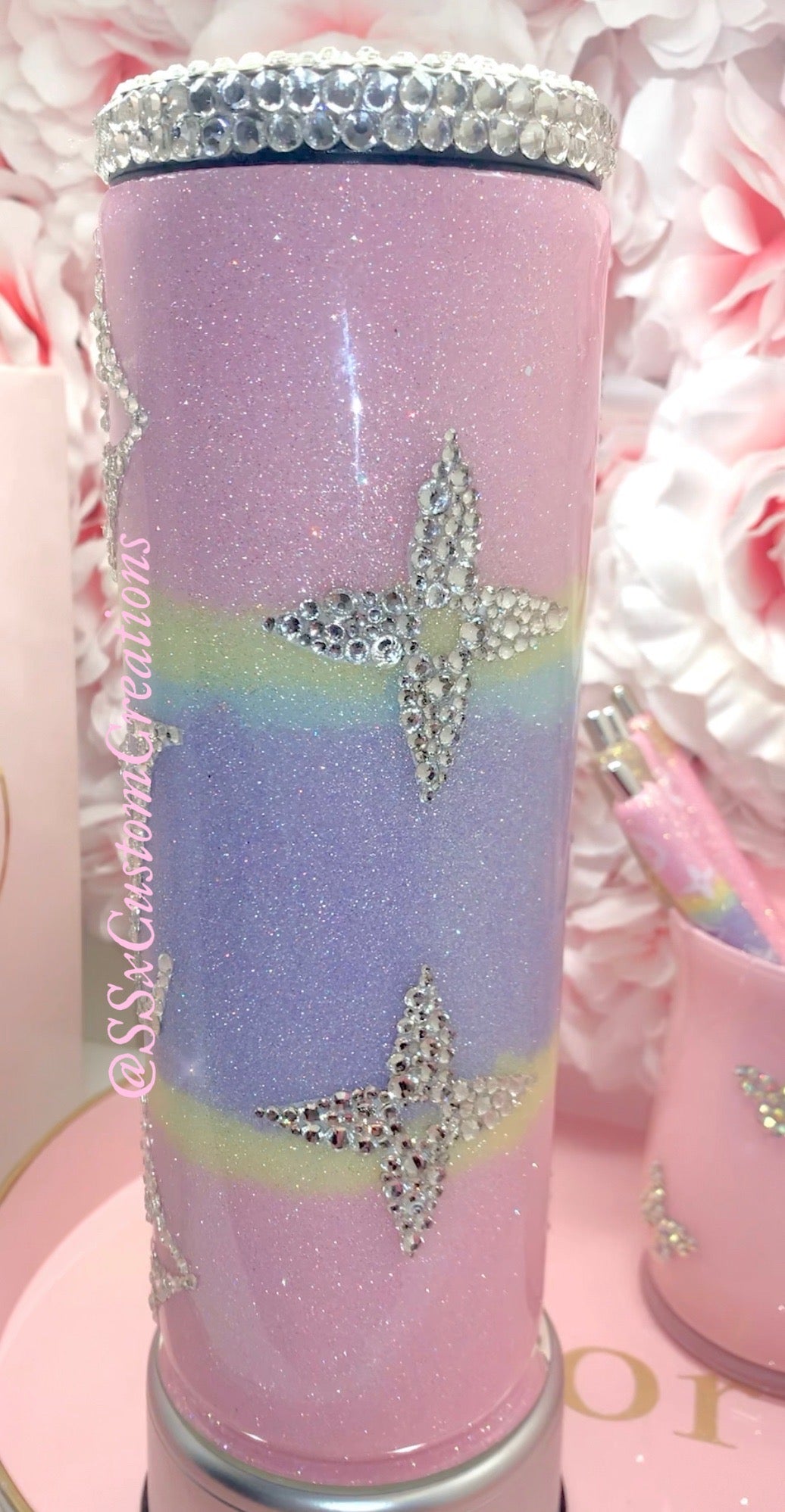 20oz SS Pastel Tumbler with Luxe Rhinestones