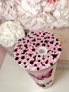 25oz Frosted Glass Tumbler with Swarovski bamboo lid