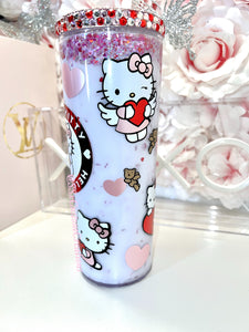 24oz Acrylic HelloKitty VDAY SnowGlobe tumbler