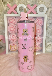 🩷20oz SS Bear with hearts and symbols 🩷 pinkprettiness
