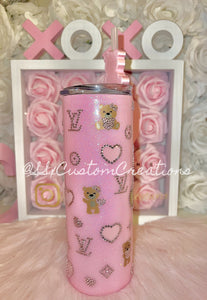🩷20oz SS Bear with hearts and symbols 🩷 pinkprettiness