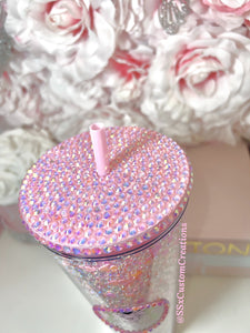 24oz Acrylic Jelly Rhinestone/HEART glitter filled tumbler