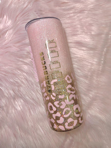 20oz Stainless Steel CAFFEINE QUEEN leopard spot tumbler