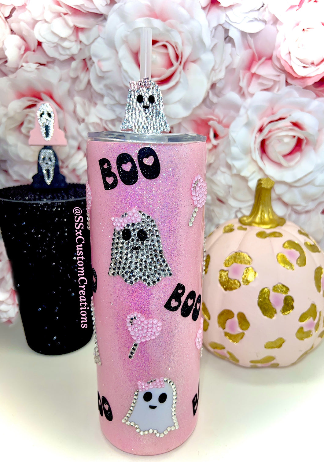 20oz Stainless Steel Bling GHOST Pink Tumbler