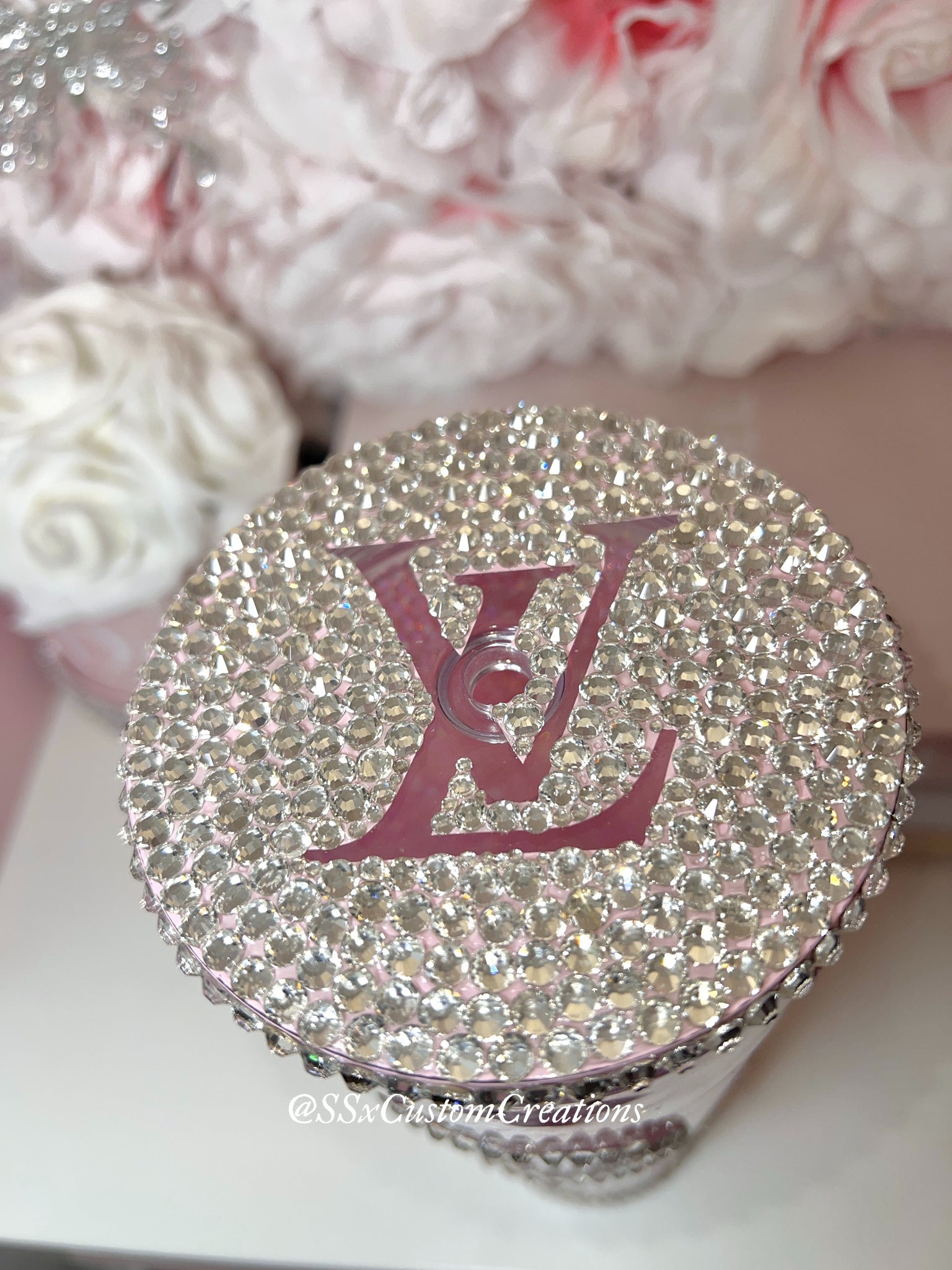 24oz Acrylic , rhinestone filled L.V. glitter Tumbler – SSxCustomCreations