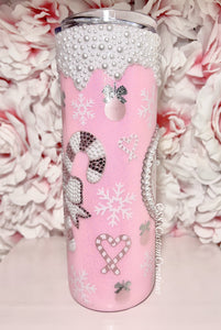20oz SS Pearl drip Candy Cane girl Tumbler