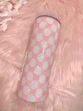 Load image into Gallery viewer, 20oz Stainless Steel GG White Pink glittered tumbler
