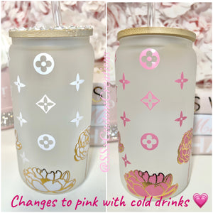 16 oz Frosted Glass COLOR CHANGING tumbler