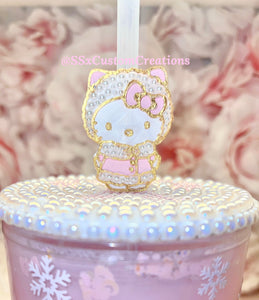 Winter H-Kitty Snowglobe Tumbler 24oz Acrylic