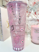 Load image into Gallery viewer, 24oz Pink evil eye Snow Globe tumbler
