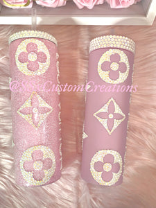 20oz Stainless Steel Tumbler Pink/White, with screw on lid