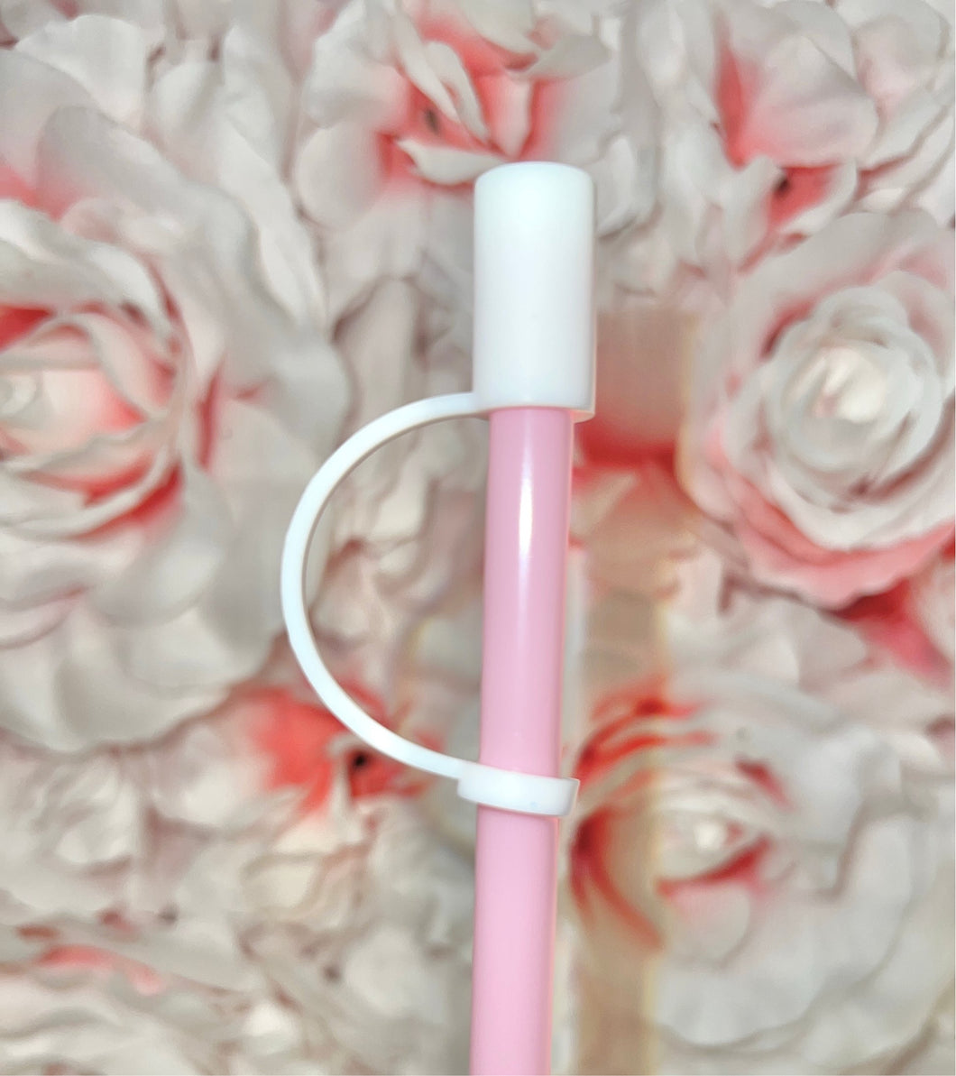 White Silicone straw cover.