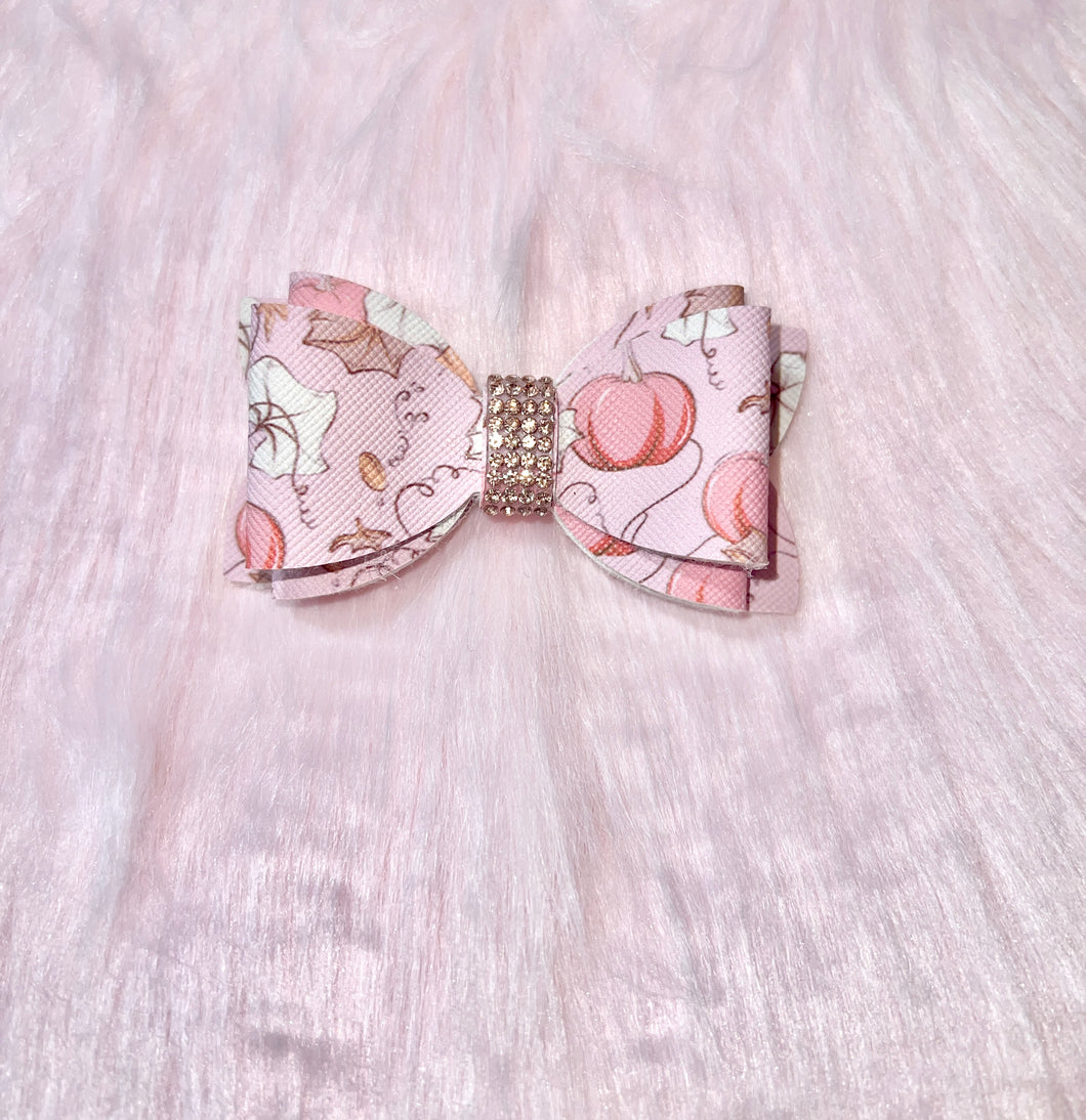 Pink Pumpkin Bow Straw topper