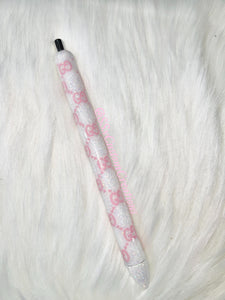 White glittered GG with pink symbols Glam Pen