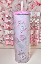 Load image into Gallery viewer, 20oz Stainless Steel, Bling lid, pink sweater Tumbler with bow topper
