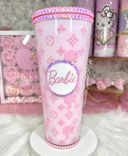 Load image into Gallery viewer, 24oz Acrylic, Pink SnowGlobe BARBIE tumbler
