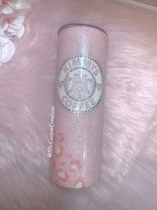Personalized Pink Leopard with bling Tumbler