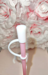 White Silicone straw cover.
