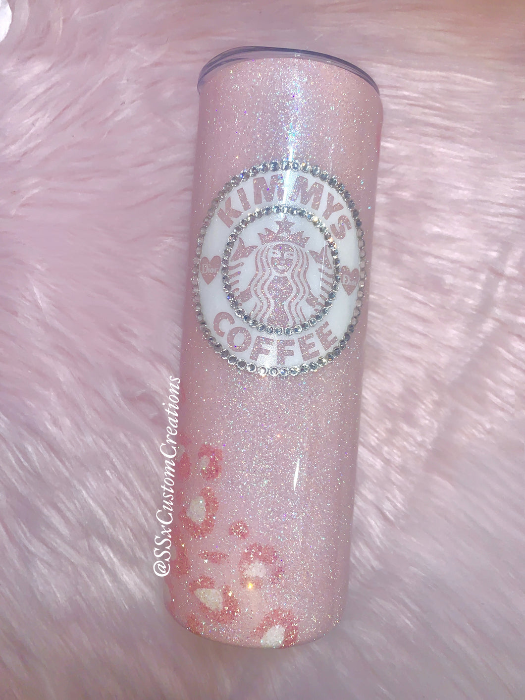 Personalized Pink Leopard with bling Tumbler