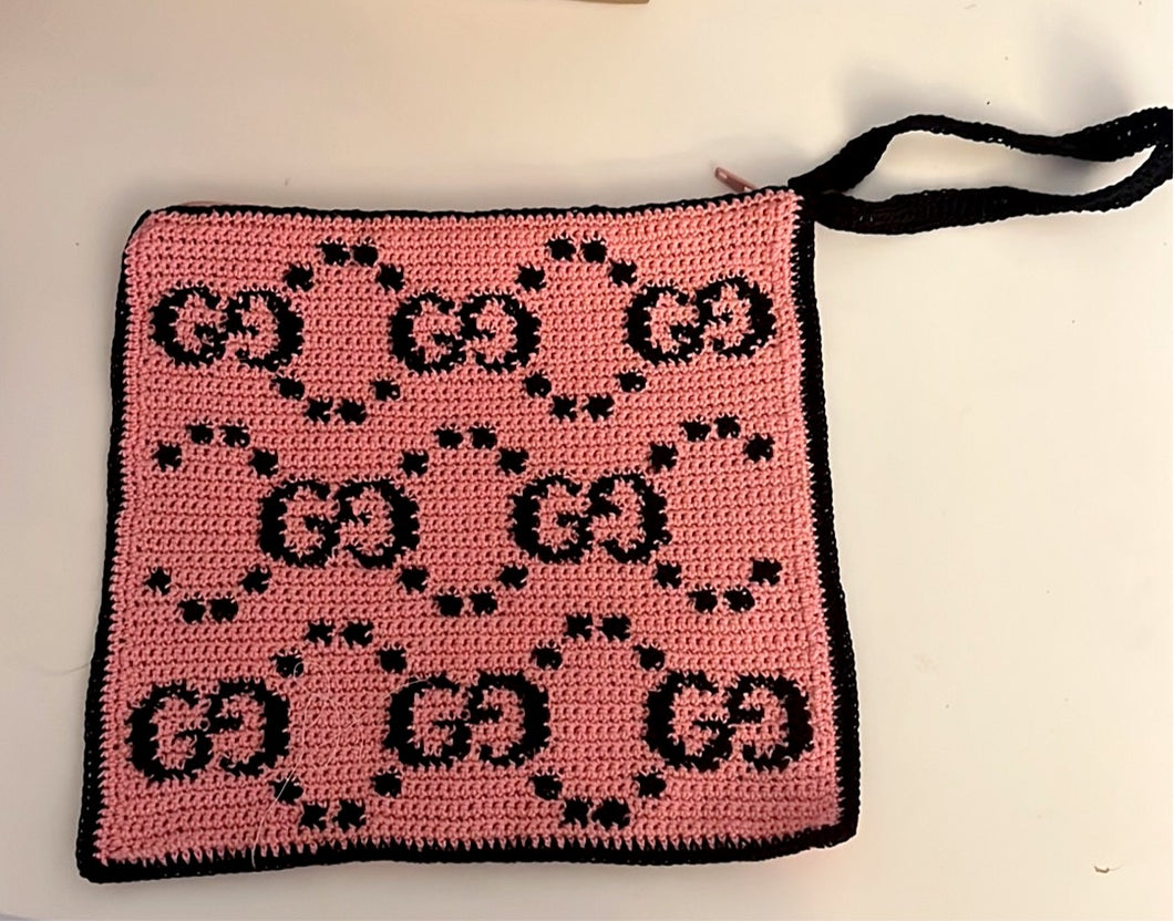 Crocheted designer wristlet