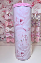 Load image into Gallery viewer, 20oz Stainless Steel, Bling lid, pink sweater Tumbler with bow topper
