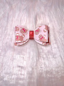 Gingerbread man Pink Bow Straw topper