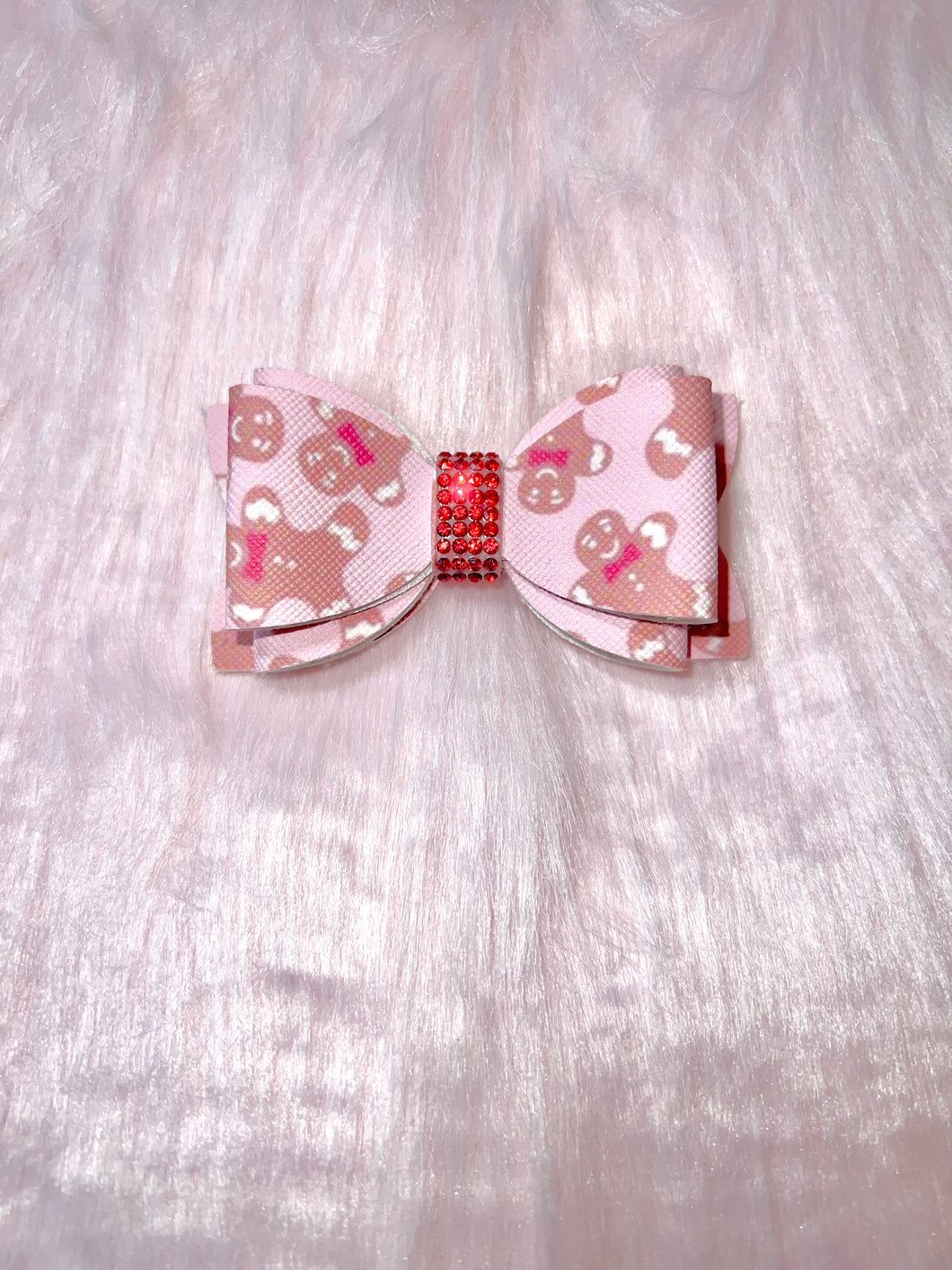 Gingerbread man Pink Bow Straw topper